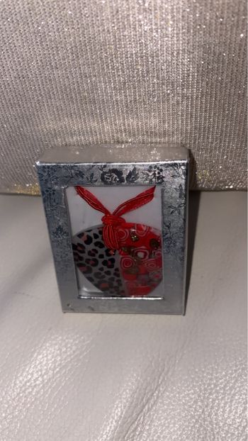 Pendentif Cœur Artisanal - Taille Unique - léopard - Rouge/Noir/Gris