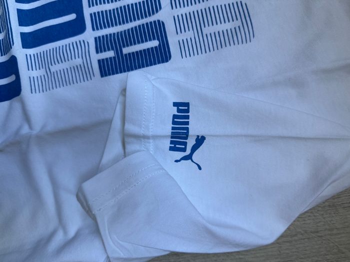 T-shirt puma blanc et bleu taille S - photo numéro 4