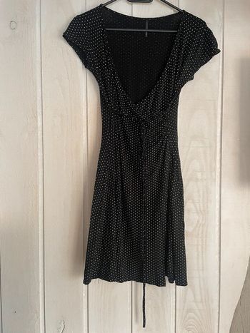 Robe cache-cœur noire à pois blanc - Naf Naf - S