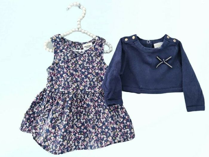 6 mois bébé fille ensemble tape a l oeil robe et sur pull