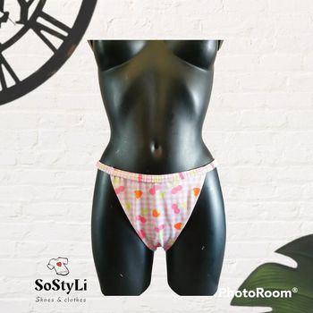 Bas de bikini vichy rose imprimé fruits Taille 36