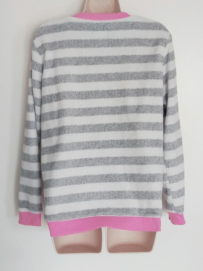 Sweat polaire rayé blanc gris Minnie Rose / Disney × Love to Lounge - 36/S - photo numéro 3
