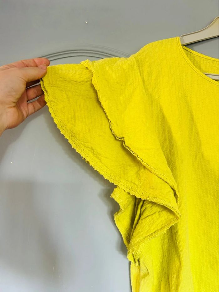 Magnifique blouse manches courtes en coton à volants • camaïeu • taille XL - photo numéro 3