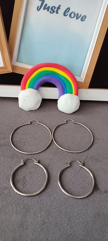 Créoles argentées 5 cm et 3 cm