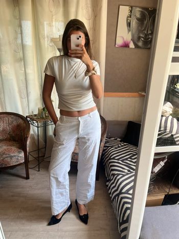 Pantalon taille basse lin vintage bohème y2k 2000yer