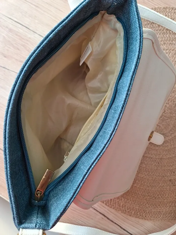 Sac bandoulière Ted Lapidus bleu/gris et blanc cassé - photo numéro 11