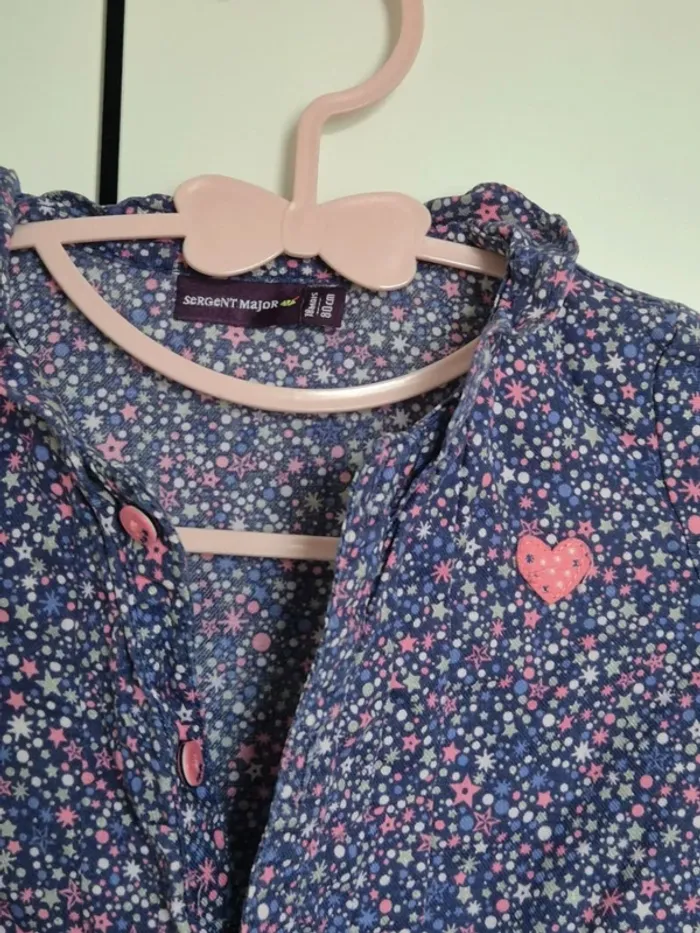 Belle blouse Sergent major 18 mois 80 cm chemise à boutons violettes - photo numéro 3