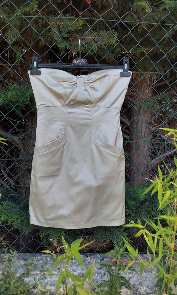 Robe habillée bustier en satin beige LPB  T36/38 - photo numéro 6