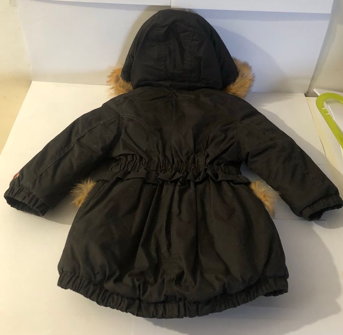 NEUF étiquette Catimini fille parka marron  manteau zippé capuche fourrure 12 mois lot SOP77 - photo numéro 6