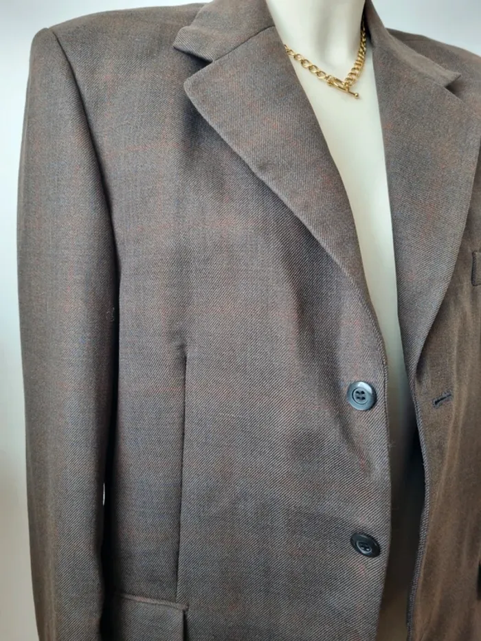 Blazer marron vintage en laine peignée - photo numéro 14