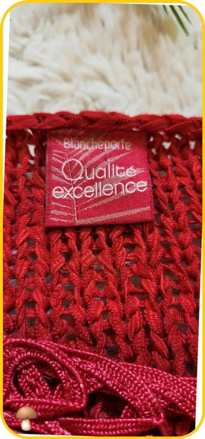 Pull rouge dentelle BlanchePorte taille 40 - Très bon état - photo numéro 4