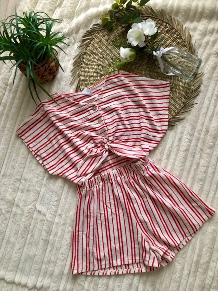 Combishort crème et rouge Zara - photo numéro 6