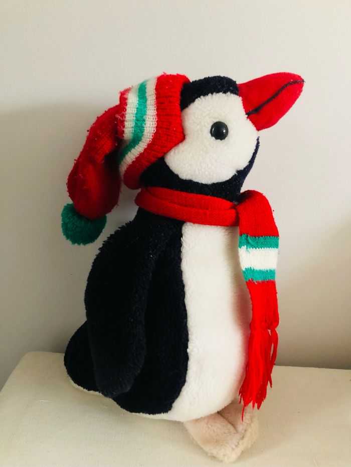 Peluche pingouin manchot décoration noël vintage