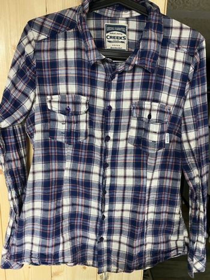 Chemise à carreaux marine