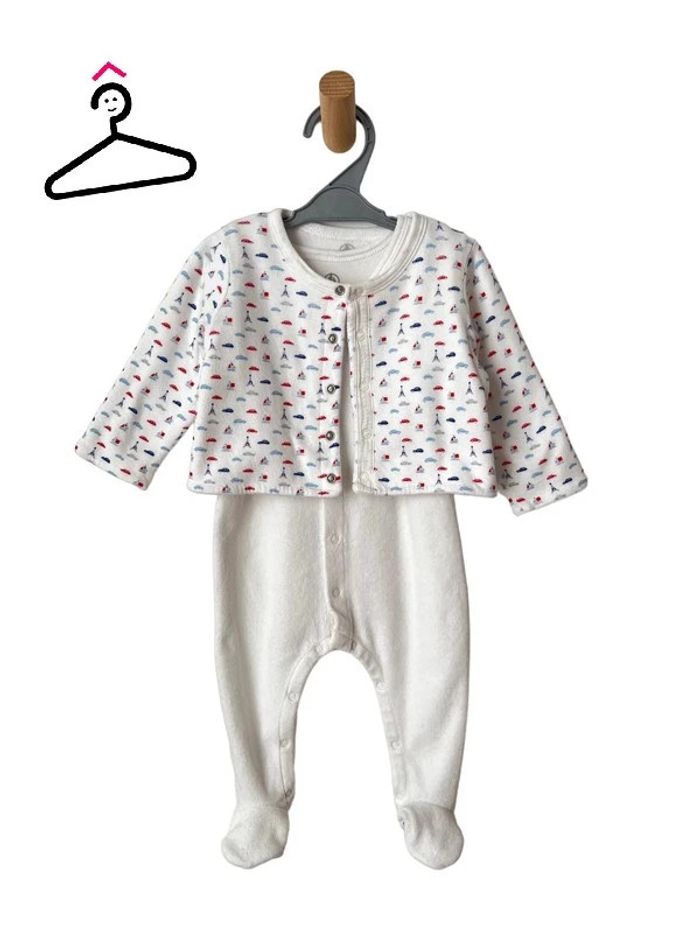 Ensemble pyjama en velours blanc à motifs - Petit Bateau 6 mois