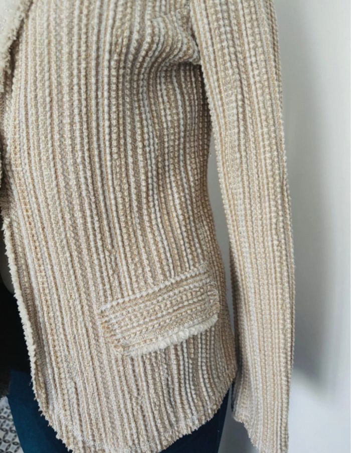 Blazer effet effiloché beige Taille M - photo numéro 4