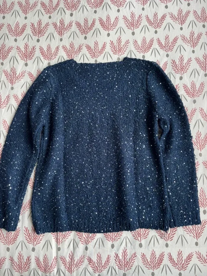 Pull bleu marine à sequins - photo numéro 3