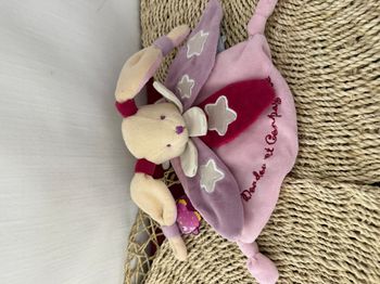 Lapin plat rose étoiles chouette ça brille DOUDOU ET COMPAGNIE