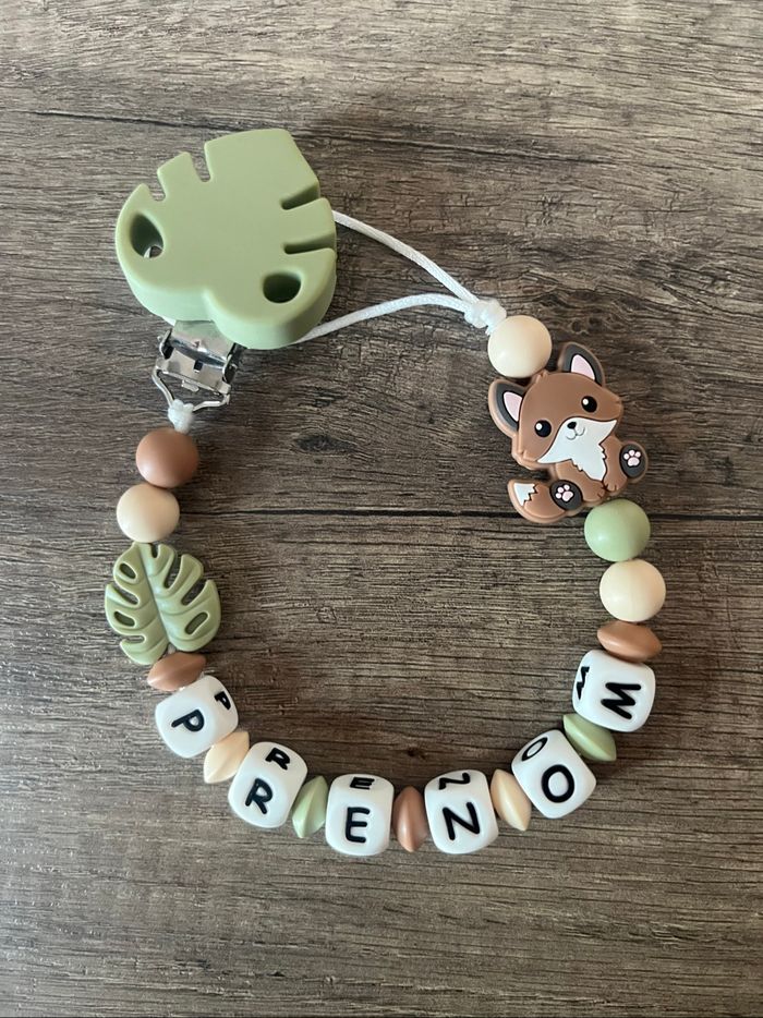 Attache tétine personnalisée Renard thème forêt