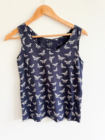 Débardeur violet à motifs papillon blanc LH la halle taille 36 S 