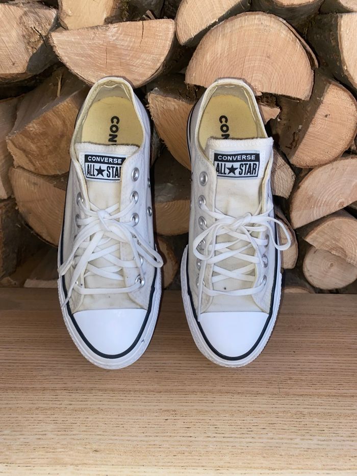 Baskets converse all star blanc crème taille 37,5 - photo numéro 3