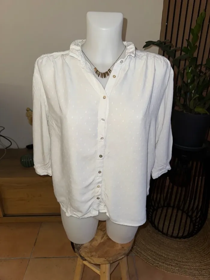 Chemise Bonobo blanche plumetis
