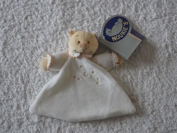 Doudou Ours beige/blanc Noukie's neuf avec étiquette