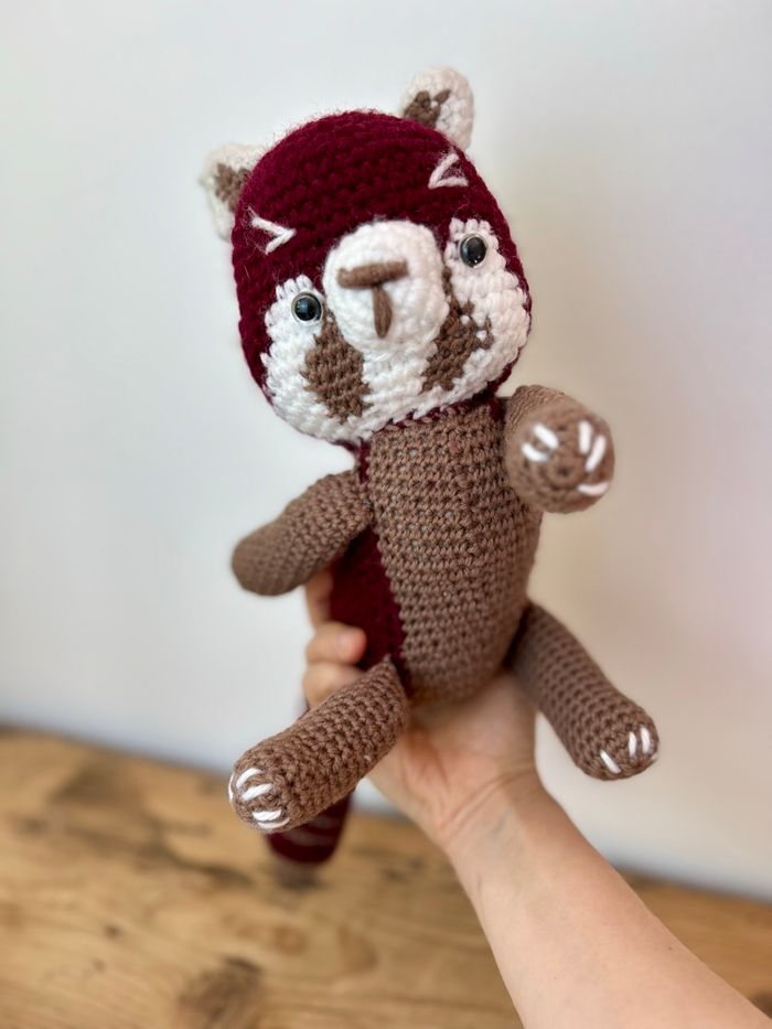Grande peluche renard en crochet