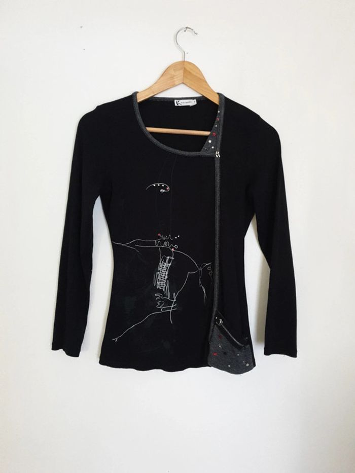 Top original manches longues strass