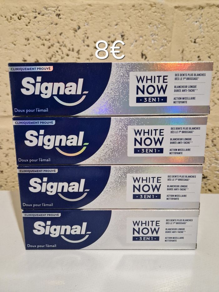 Lot de 4 dentifrice signal white now 3en1