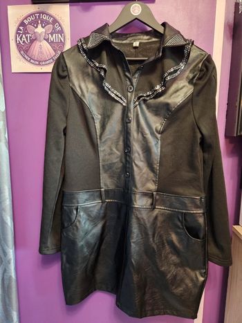 Robe bi-matiere simili cuir T44