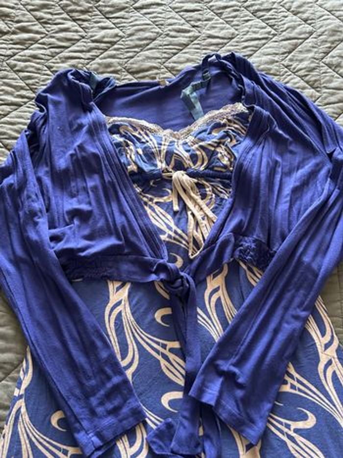 Lot 2 ensembles chemise de nuit + petit gilet spécial grossesse et allaitement - photo numéro 2