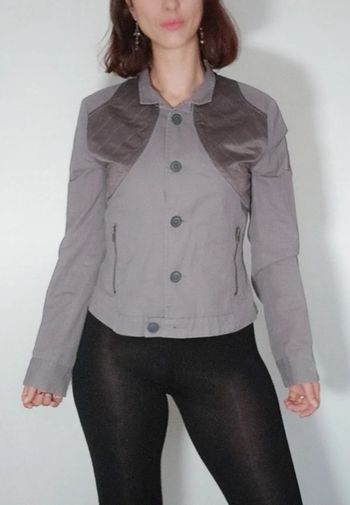 Veste grise bi matière chic taille 38