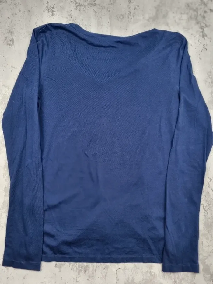 Sweat fin Ralph Lauren Bleu Marine – Col V – Taille M Femme (mesures en photos) - photo numéro 4