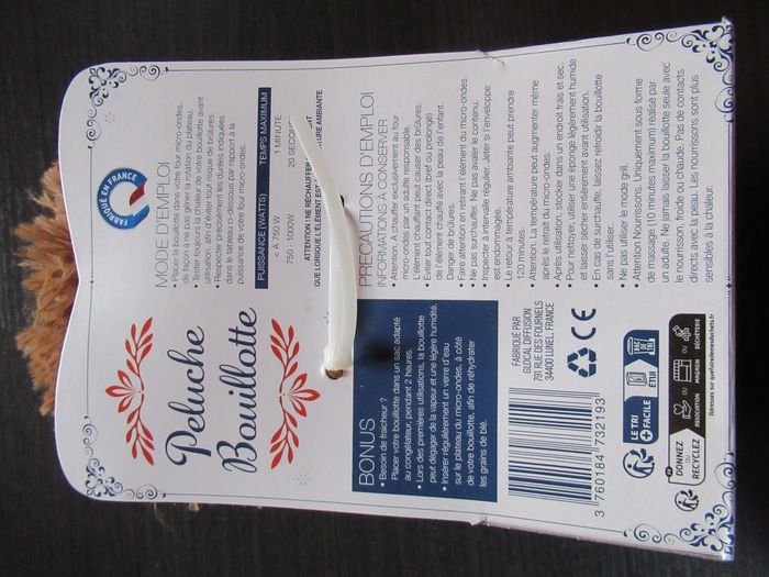 Peluche bouillotte lion neuve (fabriqué en France) - photo numéro 3