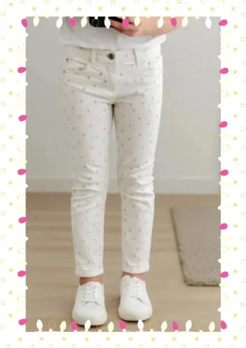 Pantalon blanc à fleur Verbaudet enfant fille 10 ans