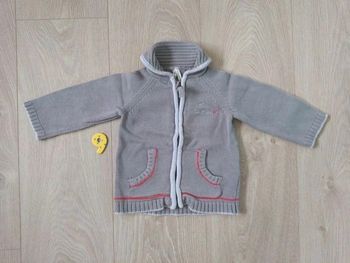 Gilet zippé gris et rouge garçon Orchestra 9 mois