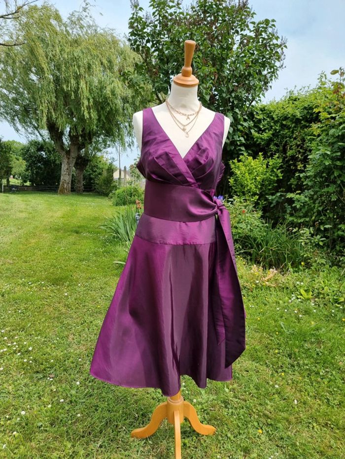 Superbe robe de cérémonie violet satiné * T40 *
