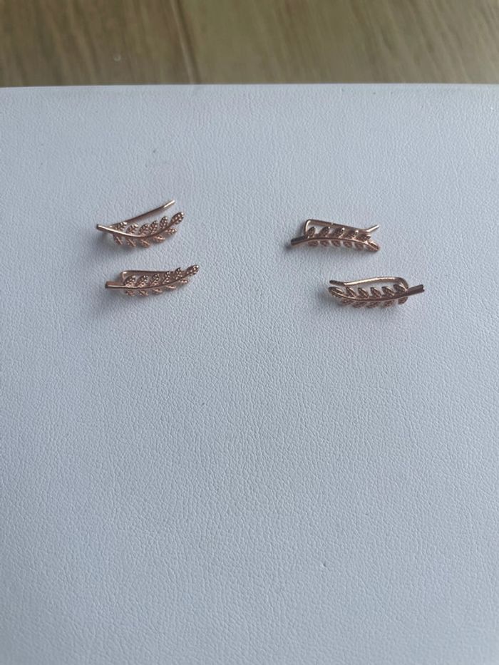 Lot 2 boucles d’oreilles couleur or rose branché Olivier