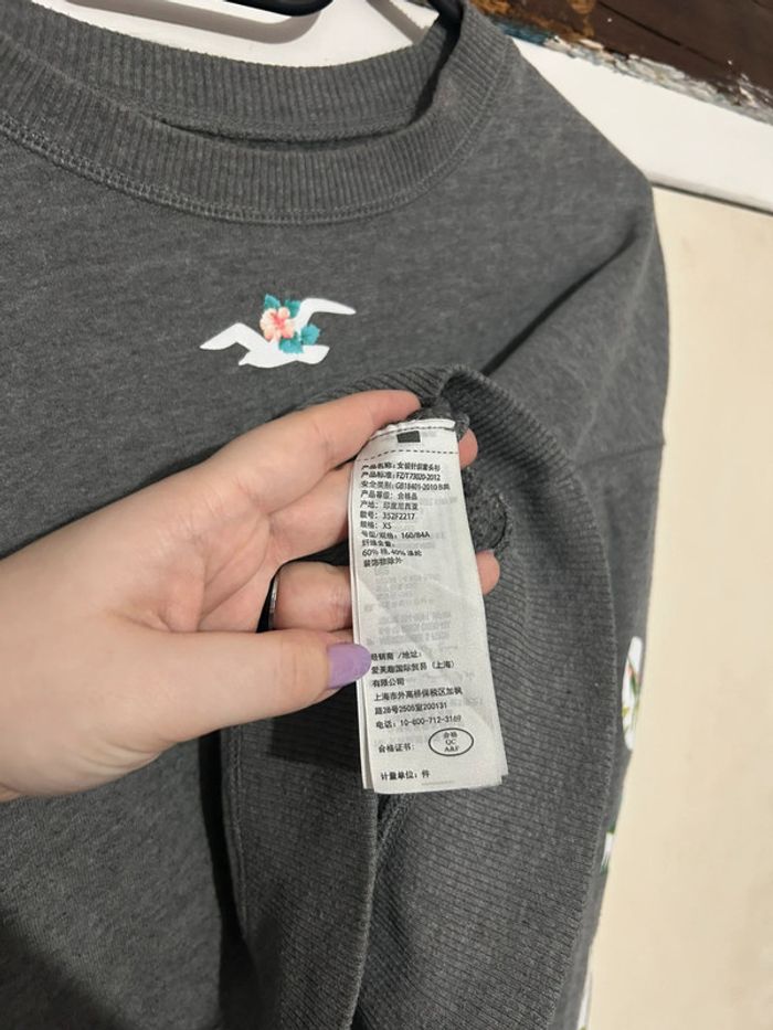 Sweat court manches longues, gris, Hollister - 34/XS - photo numéro 4