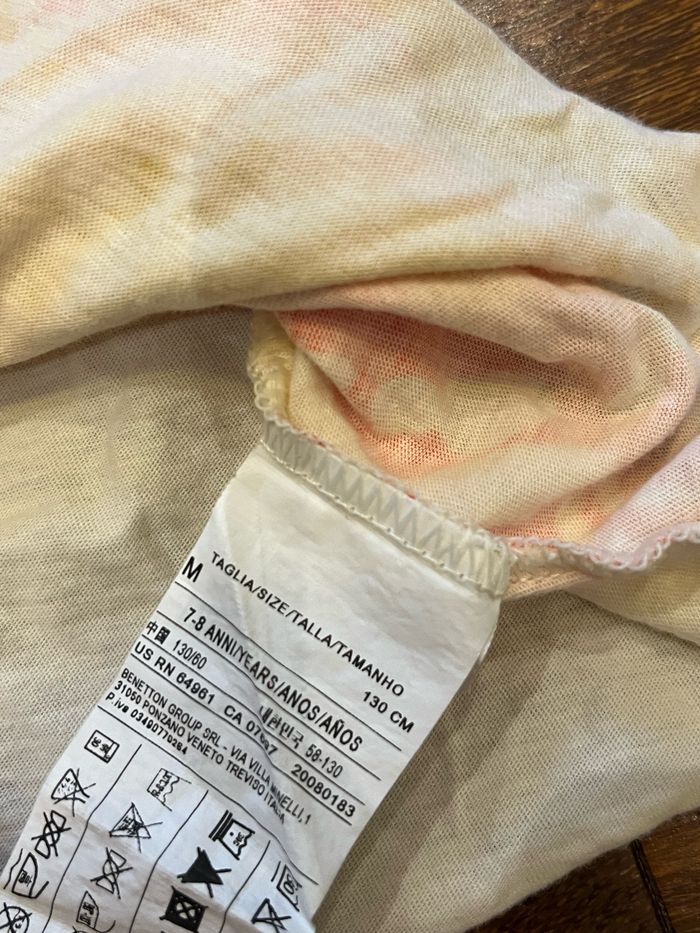 Débardeur jaune pale imprimé fleur taille 7-8 ans sisley - photo numéro 4