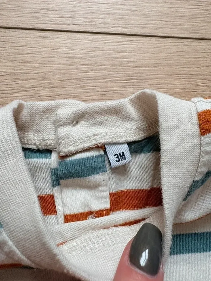 Lot vêtement garçon 3 mois NPO Baby t-shirt rayé pull et jogging vert kaki beige - photo numéro 8