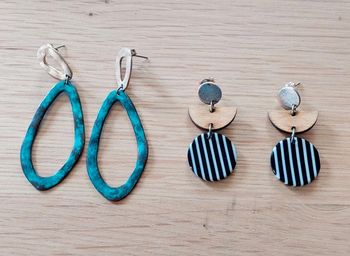 Boucles d'oreilles originales formes métal bois Monoprix
