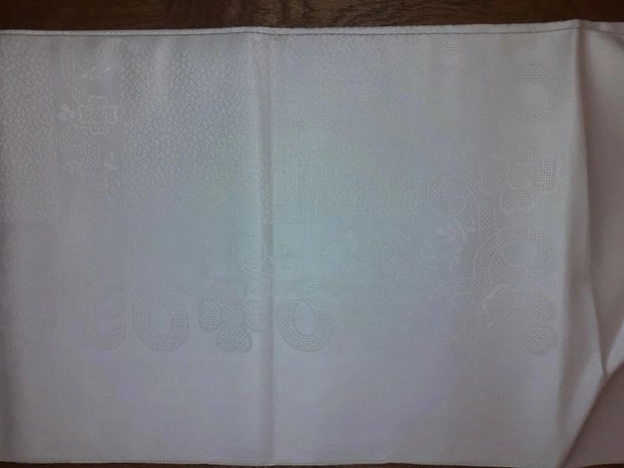 Neuf 1 Nappe et 12 serviettes damassé metis crème - photo numéro 3