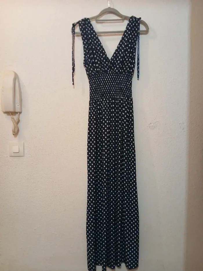 Robe longue bleu marine a points  taille M/L - photo numéro 4