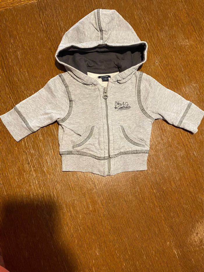 Gilet zippé à capuche gris