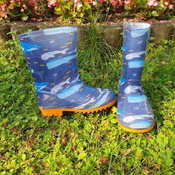 Bottes de pluie enfant/garçon motif baleines - T26