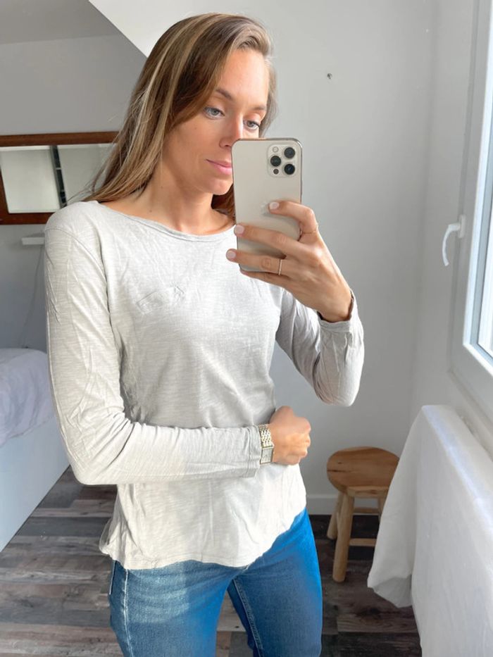 Haut manches longues gris Zara - photo numéro 3