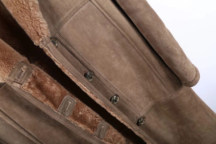 Peau lainée vintage 70's en mouton retourné shearling, cuir, daim, laine (#240708) - photo numéro 5