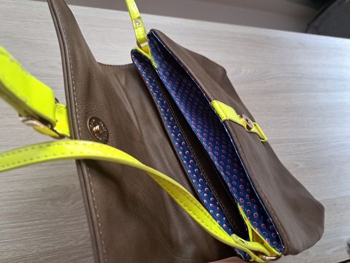 Petit sac marron et jaune fluo Camaieu - photo numéro 4